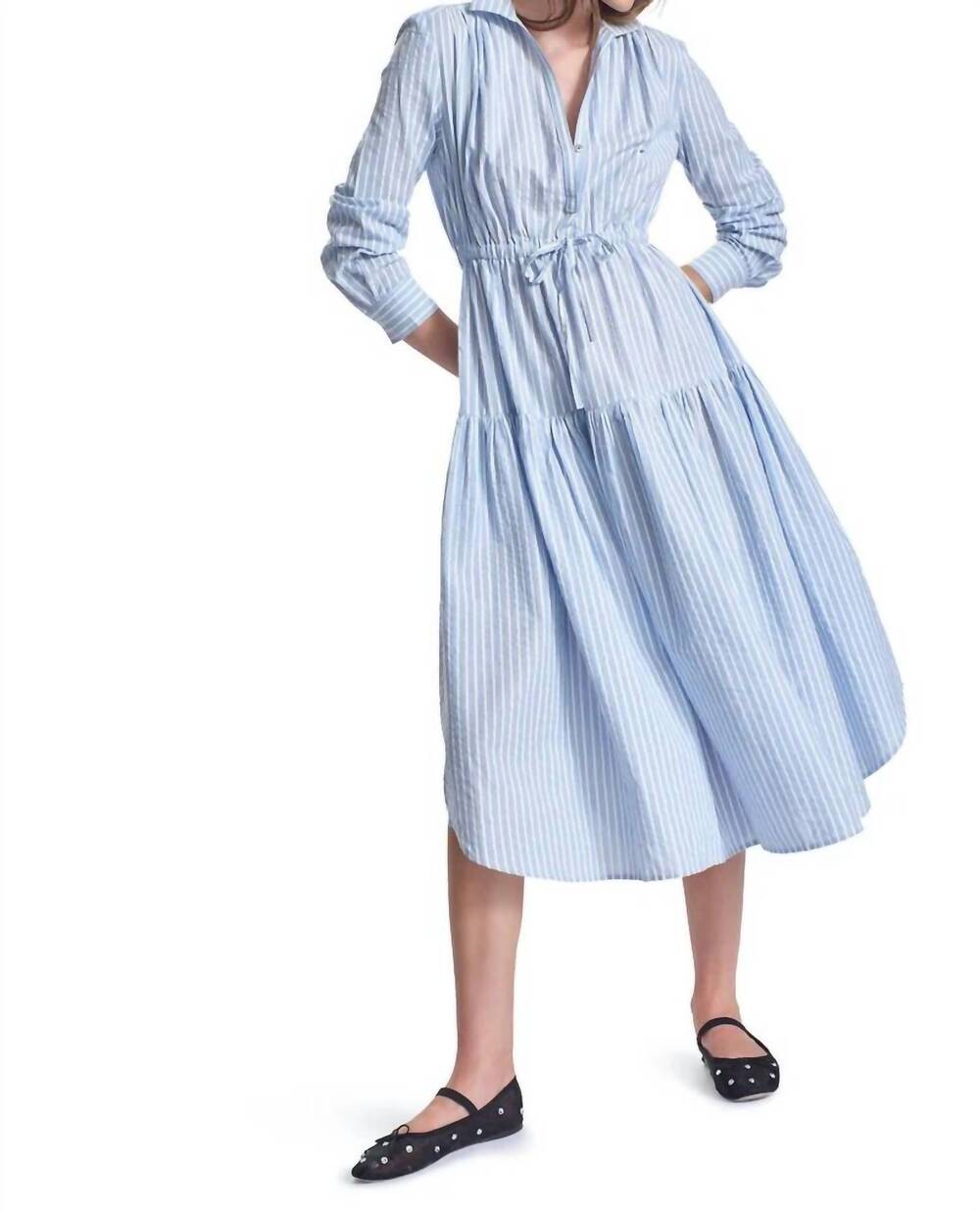 NEW COREY LYNN CALTER scottsdale midi dress in blue stripe